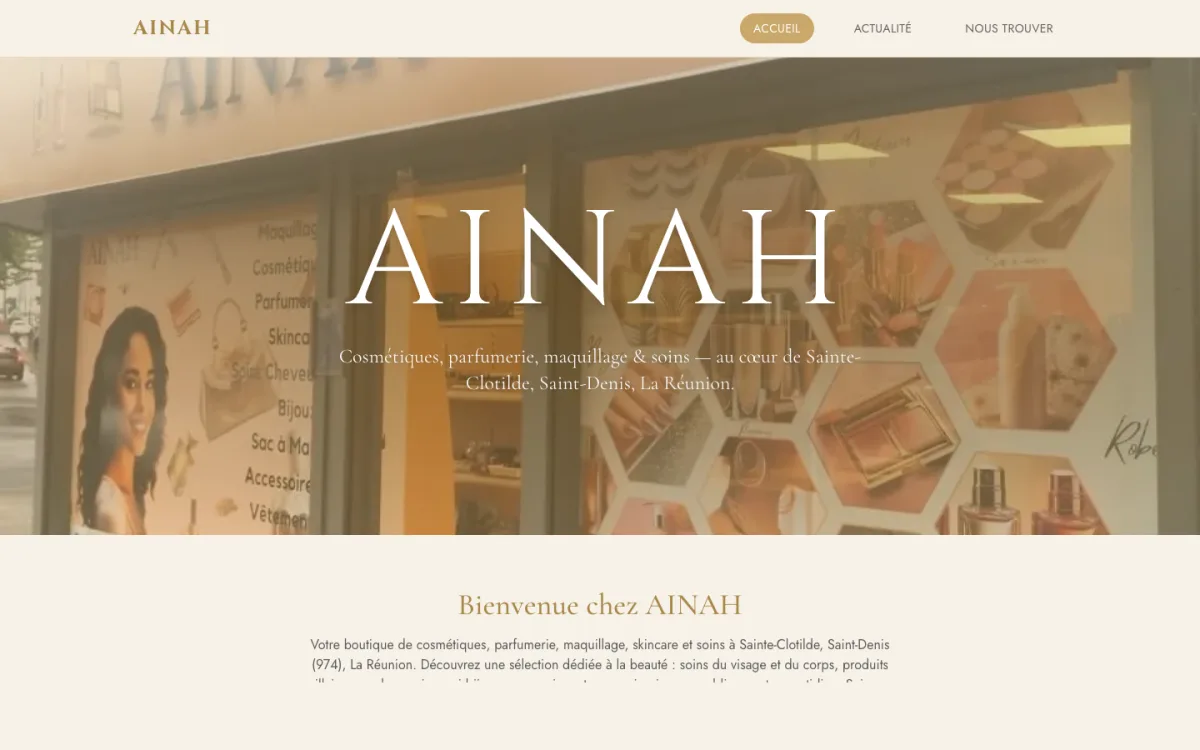 Capture d'écran du site AINAH
