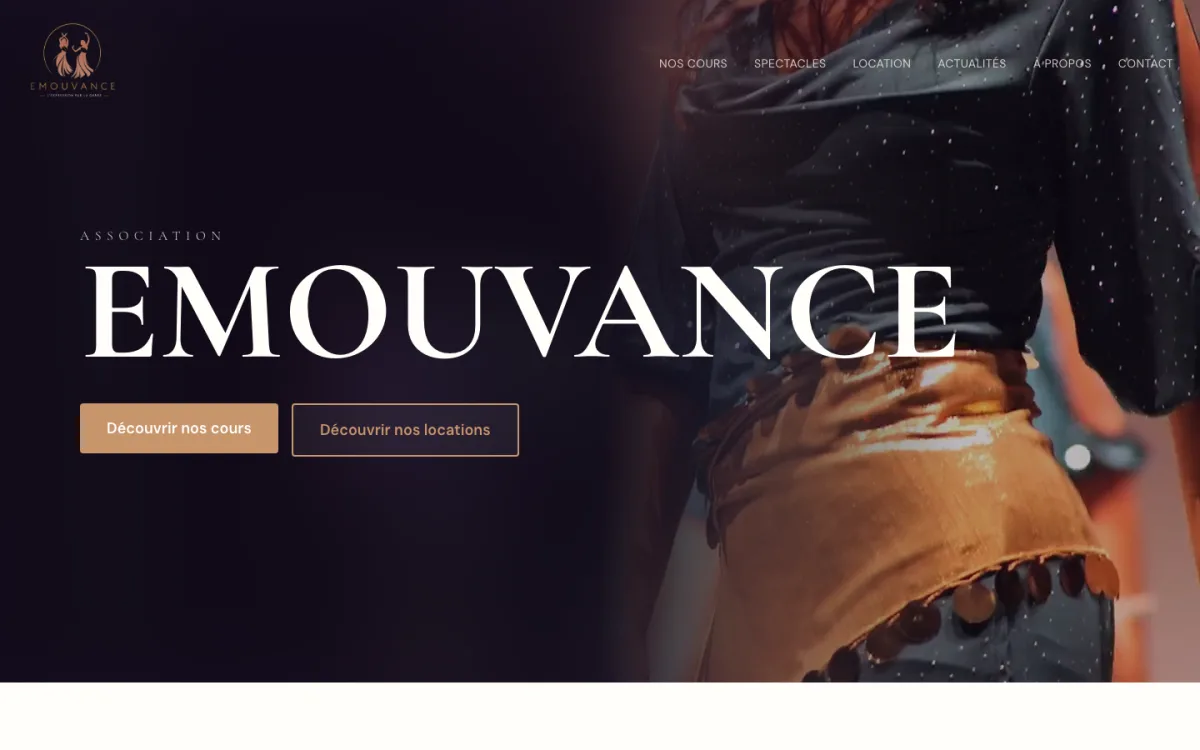 Capture d'écran du site Association Emouvance